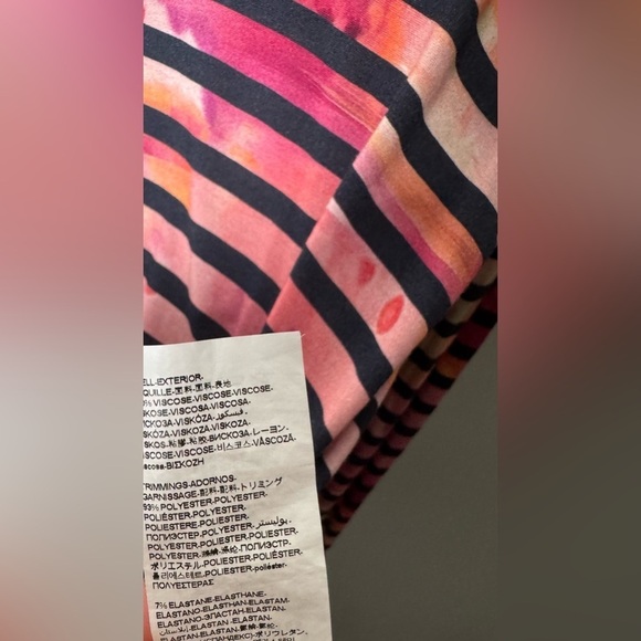 Desigual asymmetrical art to wear abstract Colorful Striped long slv blouse Lg - Picture 3 of 4